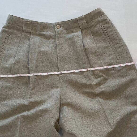 Vintage Liz Sport High Rise Pleated Neutral/Beige Linen Blend Trousers/Pants 14 - Picture 11 of 13